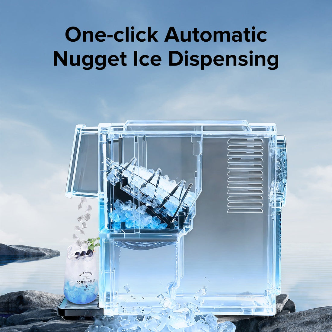 Silent Nugget Ice Maker – 33 lbs/24H, Self-Cleaning, 1.8L Tank