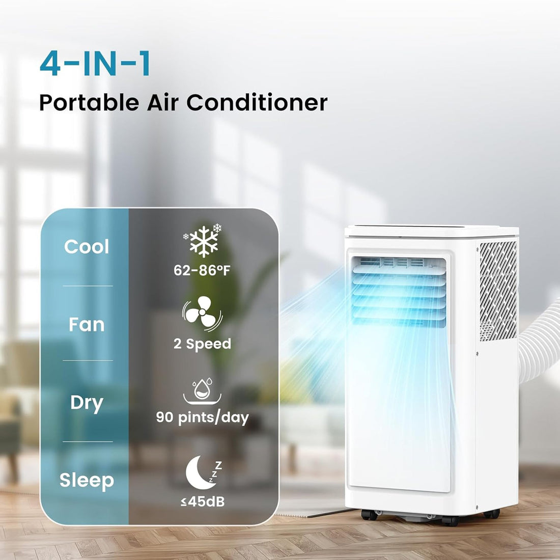 Cowsar 8000-10000 BTU Portable Air Conditioners, Quiet, Smart, Energy-Saving, Multi-functional Air Conditioner