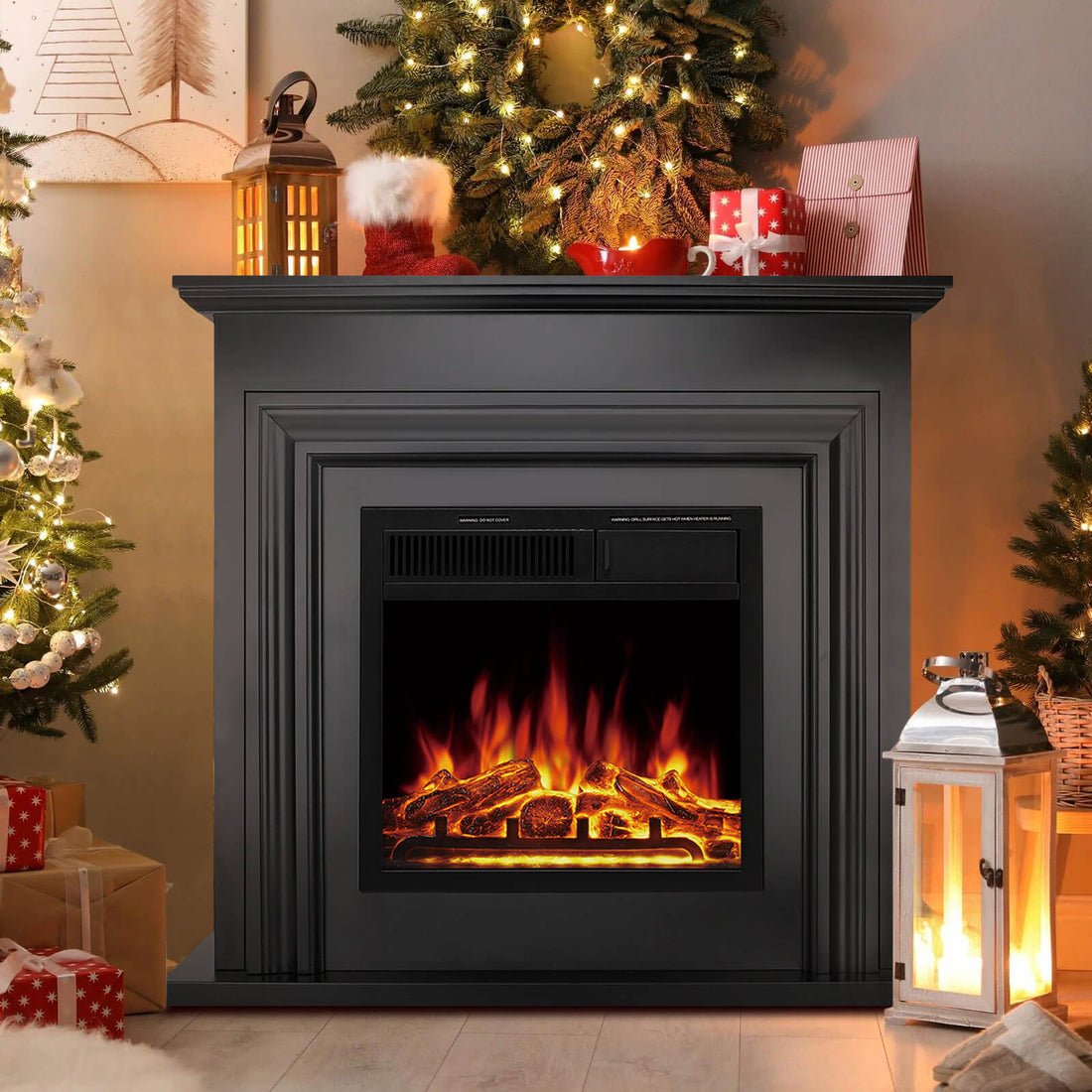 Cowsar 36" Electric Fireplace with Mantel Package 750W/1500W