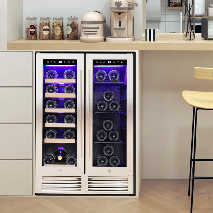 24'' Dual Zone Wine and Beverage Refrigerator Cooler with Security Locks