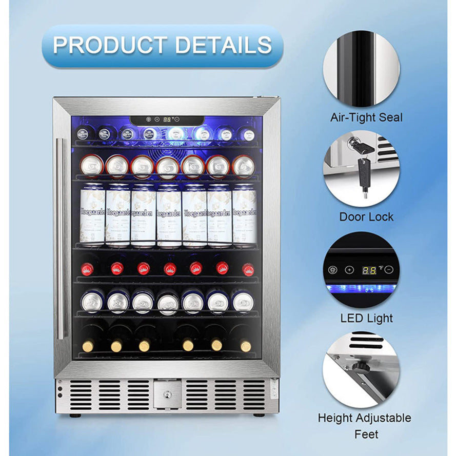 5.1 Cu.Ft Security Locks Single Zone Beverage Refrigerator Cooler